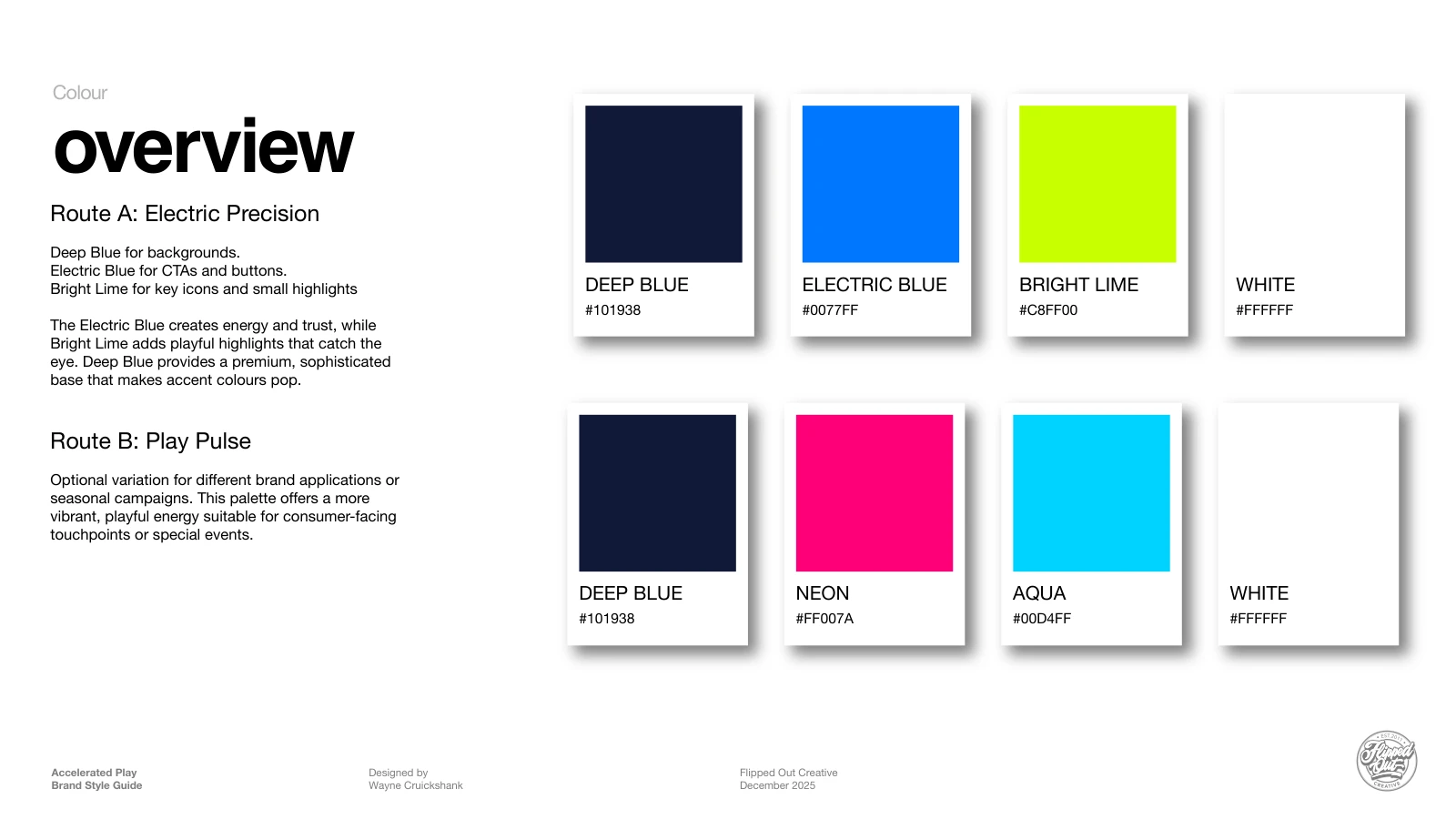 Brand colour palettes and specifications